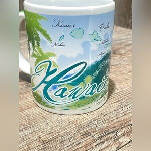 Hawaii Themed Ceramic Mug - Green and White
